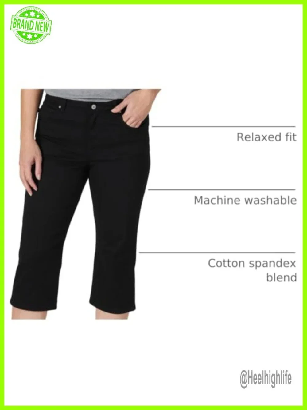 Relaxed Fit Capri Jean 98% Cotton 2% Spandex Mid Rise 5-Pocket